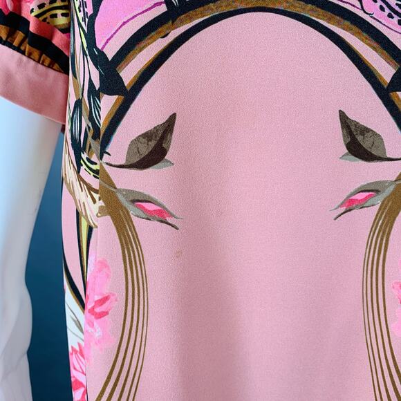 ALBERTA FERRETTI 8 Pink Multi Color Polyester Blend Puffy Sleeve Floral Dress - Picture 5 of 10